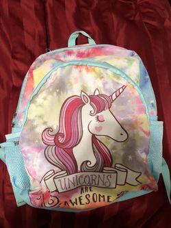 Unicorn tie dye grade school back pack