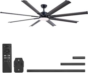 VONLUCE 72" Industrial Ceiling Fan with Light & Remote, 8 Blades, Bronze