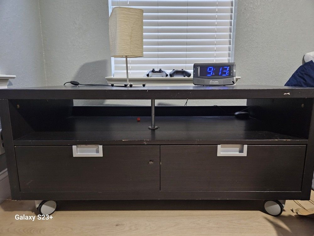 BLACK 65' TO 85' WOODEN TV STAND WITH STORAGE AND 2 ADDITIONAL DRAWERS