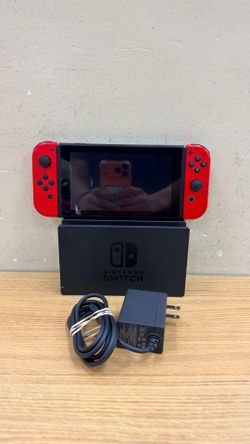 NINTENDO SWITCH WITH RED JOY-CONS & CHARGER/CHARGING DOCK