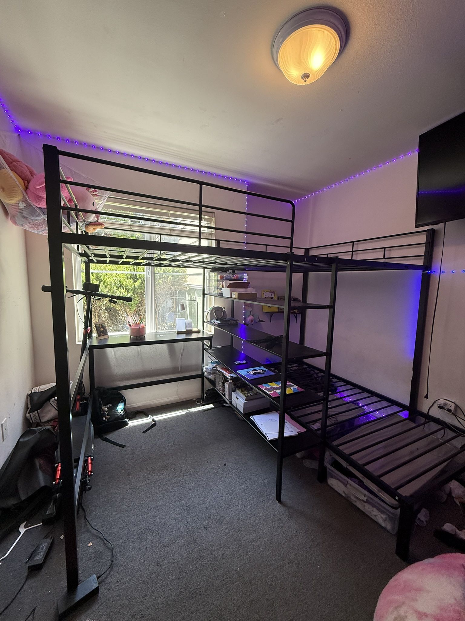 Like-New Twin Loft/Desk Bunk + Allswell Mattress (6 months) — Space-Saving & Sturdy