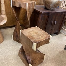 Suar Wood End Tables (2) New