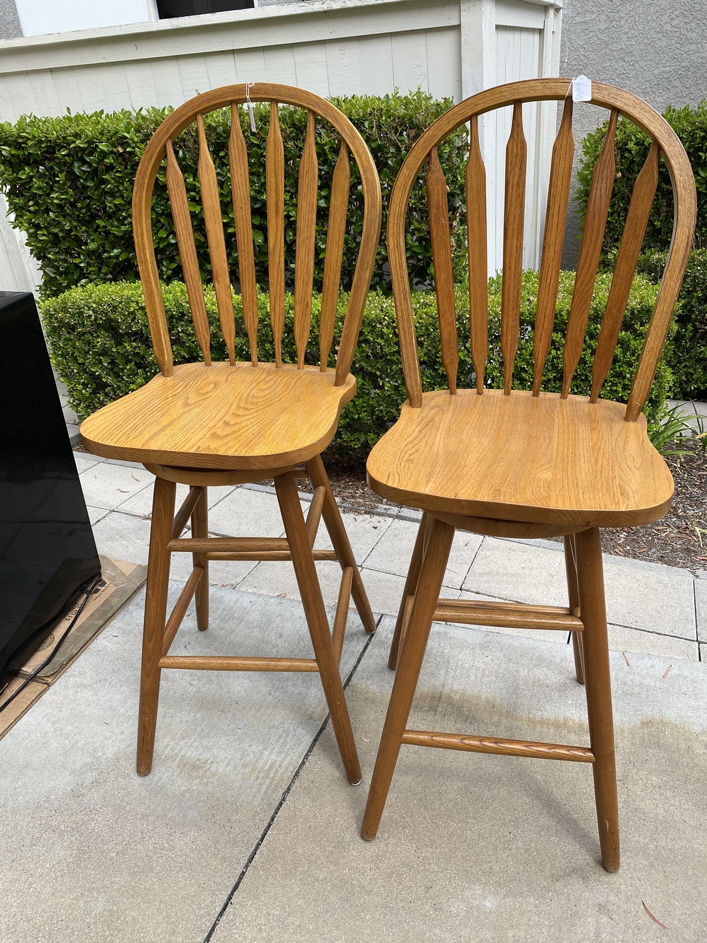 Tall Oak Barstool Chairs.