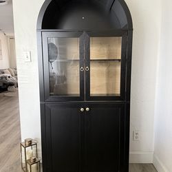 72" Tall Arched Kitchen Pantry Cabinet / Storage Cabinet with LED Light