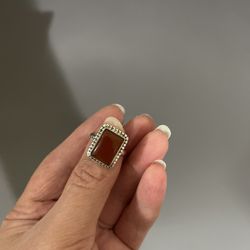 Agate/Carnelian Sterling Silver Ring (size 7)