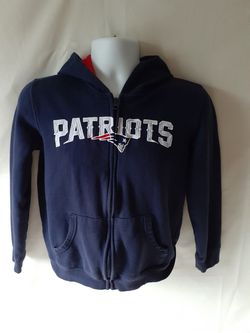 New England Patriots boys navy blue zip-up hoodie size L (14-16)