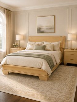 3-Piece Like NEW Queen LUXURY Bedroom SET w 2 Night Stands and PLATFORM Bed