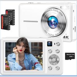4K Digital Camera, 64MP Autofocus Vlogging Camera with Dual Lens