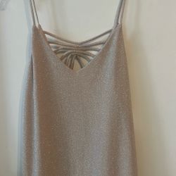 Evening Gown  Powder Pink Color With Silver Sparkles Size XL