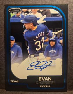 Pulse 2024 Lumin Evan Carter Autograph Texas Rangers #LA-ECA 46/49