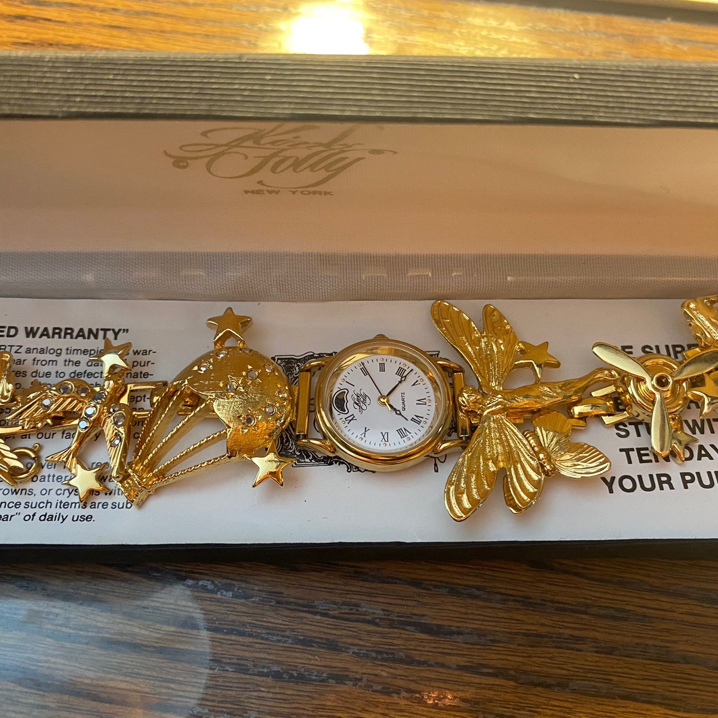 Dragonfly Kirks Folly Gold Watch with new battery Kirks Folly Flying Fantasies Gold/Rhinestone Wristwatch for  main image 4