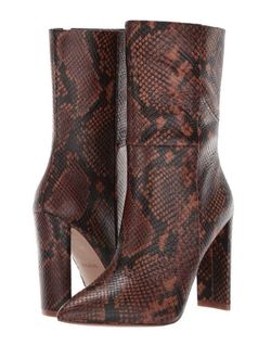 Aldo Schuler Chocolate Brown Snakeskin Boots Booties 7.5