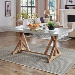 Rustic Pine Concrete Dining Table  