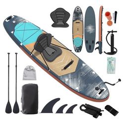  10.5ft Inflatable Paddle Board with Seat, Stand Up Paddle Board Inflatable, Recreational Paddling on Calm Lake, Blue $80 brand new in box  Number 1