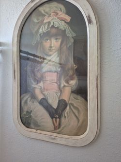 Vintage Victorian Girl Portrait in Arched Frame