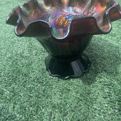 Vintage Carnival Glass Ruffled  Bowl