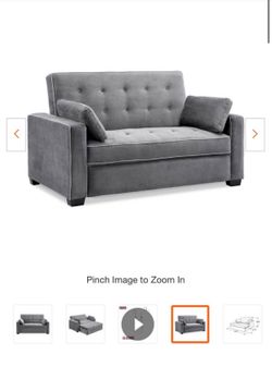 Serta Gray Polyester 2-Seat Sofa Bed