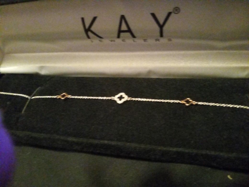 Kay Jewelers Diamond Anklet 1/20 ct tw Sterling Silver 10k Rose Gold 8.3