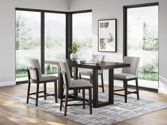 Neymorton Dark Grayish Brown Counter Height Dining Table and 4 Barstools
