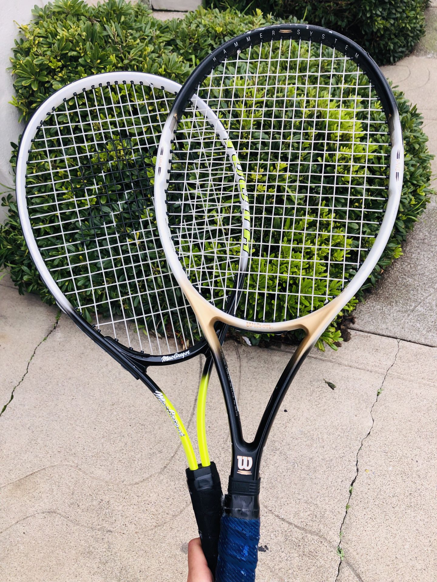 Two tennis rackets (Wilson & Macgregor)