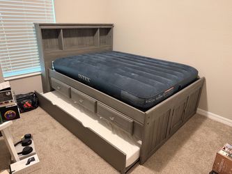 Full Captain’s Bed Frame with Built-In Storage & Trundle