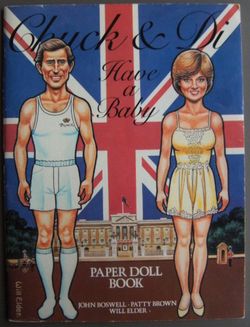 2 Uncut Paper Doll Books c 1980s "Chuck & Di Have A Baby" and "First Family" (Reagans)