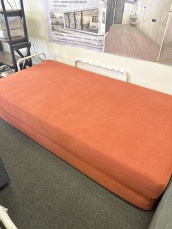 Modern Orange Corduroy Daybed Sofa – 79” x 49”