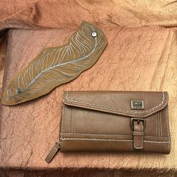 Brown Born Concept wallet and wrist cuff.