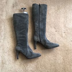 Grey Suede Boots , high heel size 41 /USA 10