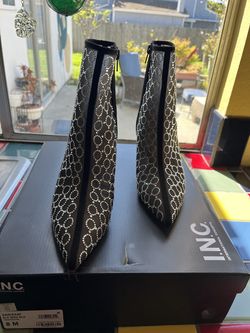 Black Mesh and Rhinestone Boots