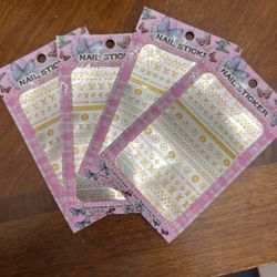 4 PACK LV LOUIS VUITTON GOLD NAIL STICKERS