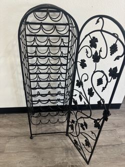 Wrought Iron Grape Vine Wine Rack with Locking Door