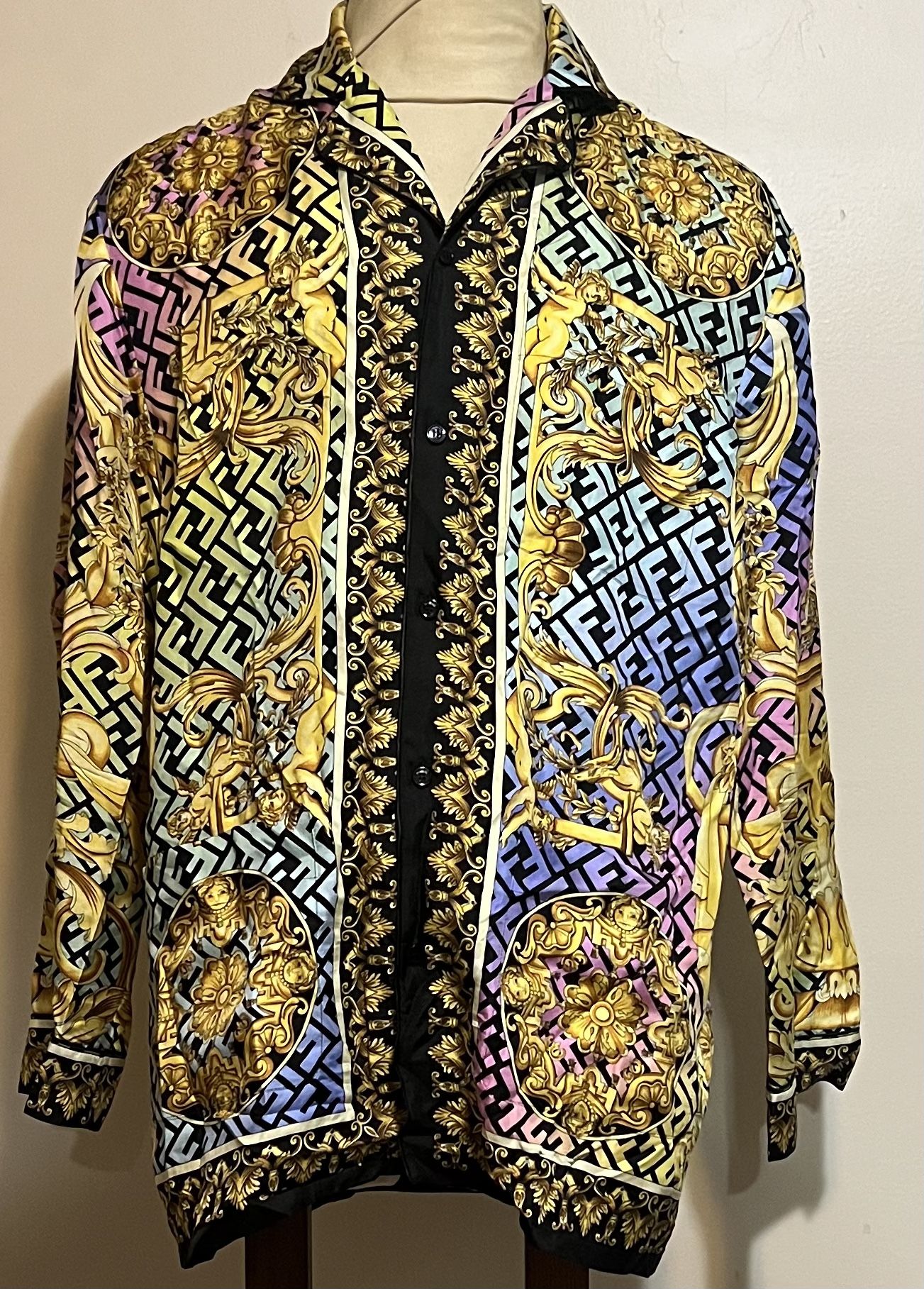 Fendi Versace Collab Fendace Silk Designer Shirt Italy 