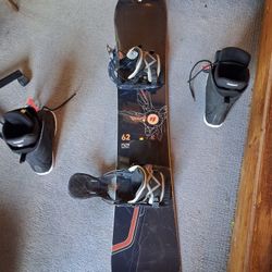Flow Mainframe 62cm Snowboard Bindings and Burton Boots