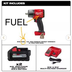 Read the Description below - Milwaukee FUEL Impact Wrench with 2 XC6.0 Batteries and Charger