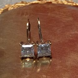 925 Princess Cut Earrings 