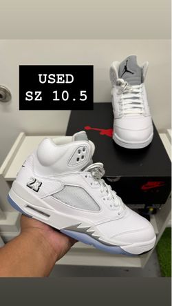USED Air Jordan 5 White Metallic SZ 10.5