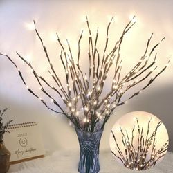DK177 2 Pack Led Branch Light Battery Operated Lighted Branch Vase Filler Willow Tree Artificial Little Twig Power Brown 30 Inch 20 LED for Home Outdo