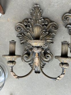 Pair Heavy Wall Sconces 
