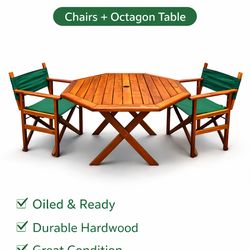 Teak Octagon Table With Directors Chairs