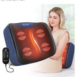 Lumbar Support Pillow for Office Chair, Heated Back Support Pillows with Vibration, Memory Foam Chair Back Massager for Pain Relief, Back Massage Pill