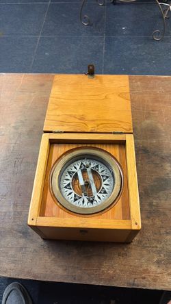Vintage nautical, marine compass on brass Gimble