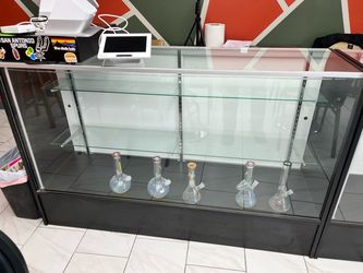 Glass Display Case with Sliding Doors