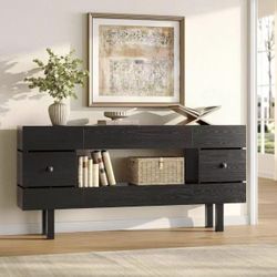 70.87-inch console table with 2 drawers, 2-level entrance table $70