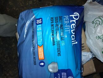 Prevail   adult diapers,,,Lg,,,,18 pack.  8  packs
