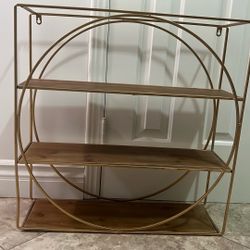 Gold/Wood Mounted Wall Shelve