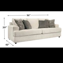 96"W Sofa Bed in Beige Fabric, QUEEN Size.
