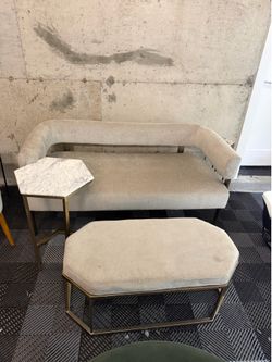 West elm love seat and ottoman