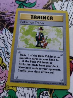 Pokémon Trader (77/102) Trainer card from the vintage 1999 Base Set.