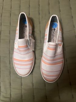 Women's Striped Canvas Slip-On Sneakers Size 7.5